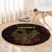 Africa Adinkra Symbol Round Carpet Sankofa Bird - Cosmic Red