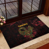 Africa Adinkra Symbol Rubber Doormat Sankofa Bird - Cosmic Red - Wonder Print Shop