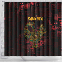 Africa Adinkra Symbol Shower Curtain Sankofa Bird - Cosmic Red