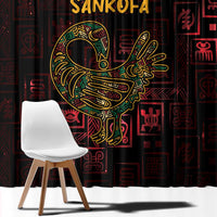 Africa Adinkra Symbol Window Curtain Sankofa Bird - Cosmic Red - Wonder Print Shop