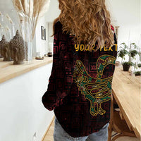 Africa Adinkra Symbol Women Casual Shirt Sankofa Bird - Cosmic Red - Wonder Print Shop