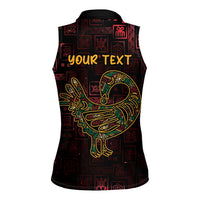 Africa Adinkra Symbol Women Sleeveless Polo Shirt Sankofa Bird - Cosmic Red - Wonder Print Shop