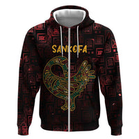 Africa Adinkra Symbol Zip Hoodie Sankofa Bird - Cosmic Red - Wonder Print Shop