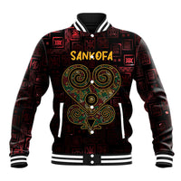 Africa Adinkra Symbol Baseball Jacket Sankofa Heart - Cosmic Red LT7 - Wonder Print Shop