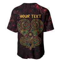 Africa Adinkra Symbol Baseball Jersey Sankofa Heart - Cosmic Red LT7 - Wonder Print Shop