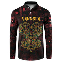 Africa Adinkra Symbol Button Sweatshirt Sankofa Heart - Cosmic Red LT7 - Wonder Print Shop