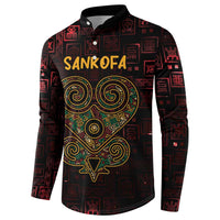 Africa Adinkra Symbol Button Sweatshirt Sankofa Heart - Cosmic Red LT7 - Wonder Print Shop