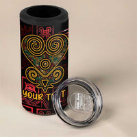 Personalized Africa Adinkra Symbol 4 in 1 Can Cooler Tumbler Sankofa Heart - Cosmic Red LT7 - Wonder Print Shop