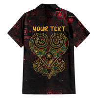 Africa Adinkra Symbol Family Matching Long Sleeve Bodycon Dress and Hawaiian Shirt Sankofa Heart - Cosmic Red LT7 - Wonder Print Shop