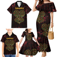 Africa Adinkra Symbol Family Matching Mermaid Dress and Hawaiian Shirt Sankofa Heart - Cosmic Red LT7 - Wonder Print Shop