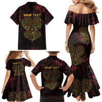Africa Adinkra Symbol Family Matching Mermaid Dress and Hawaiian Shirt Sankofa Heart - Cosmic Red LT7 - Wonder Print Shop