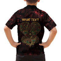 Africa Adinkra Symbol Family Matching Puletasi and Hawaiian Shirt Sankofa Heart - Cosmic Red - Wonder Print Shop