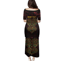 Africa Adinkra Symbol Family Matching Puletasi and Hawaiian Shirt Sankofa Heart - Cosmic Red - Wonder Print Shop