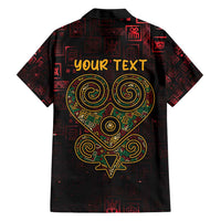 Africa Adinkra Symbol Family Matching Short Sleeve Bodycon Dress and Hawaiian Shirt Sankofa Heart - Cosmic Red - Wonder Print Shop