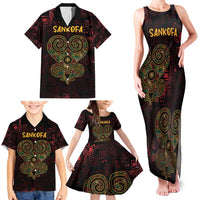 Africa Adinkra Symbol Family Matching Tank Maxi Dress and Hawaiian Shirt Sankofa Heart - Cosmic Red - Wonder Print Shop