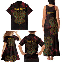Africa Adinkra Symbol Family Matching Tank Maxi Dress and Hawaiian Shirt Sankofa Heart - Cosmic Red - Wonder Print Shop