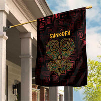 Africa Adinkra Symbol Garden Flag Sankofa Heart - Cosmic Red - Wonder Print Shop