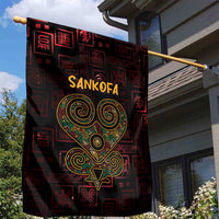 Africa Adinkra Symbol Garden Flag Sankofa Heart - Cosmic Red - Wonder Print Shop