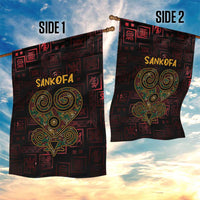 Africa Adinkra Symbol Garden Flag Sankofa Heart - Cosmic Red - Wonder Print Shop