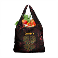 Africa Adinkra Symbol Grocery Bag Sankofa Heart - Cosmic Red