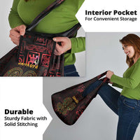 Africa Adinkra Symbol Grocery Bag Sankofa Heart - Cosmic Red