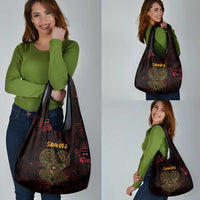 Africa Adinkra Symbol Grocery Bag Sankofa Heart - Cosmic Red