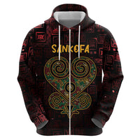 Africa Adinkra Symbol Hoodie Sankofa Heart - Cosmic Red - Wonder Print Shop