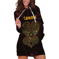 Africa Adinkra Symbol Hoodie Dress Sankofa Heart - Cosmic Red - Wonder Print Shop
