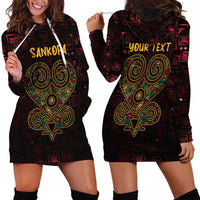 Africa Adinkra Symbol Hoodie Dress Sankofa Heart - Cosmic Red - Wonder Print Shop