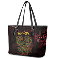 Africa Adinkra Symbol Leather Tote Bag Sankofa Heart - Cosmic Red - Wonder Print Shop