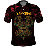 Africa Adinkra Symbol Polo Shirt Sankofa Heart - Cosmic Red - Wonder Print Shop