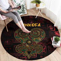 Africa Adinkra Symbol Round Carpet Sankofa Heart - Cosmic Red