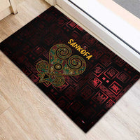 Africa Adinkra Symbol Rubber Doormat Sankofa Heart - Cosmic Red - Wonder Print Shop