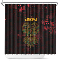 Africa Adinkra Symbol Shower Curtain Sankofa Heart - Cosmic Red