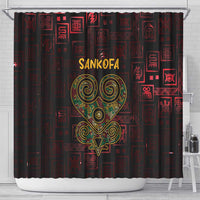 Africa Adinkra Symbol Shower Curtain Sankofa Heart - Cosmic Red