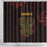 Africa Adinkra Symbol Shower Curtain Sankofa Heart - Cosmic Red