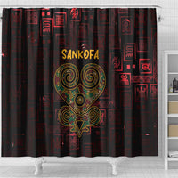 Africa Adinkra Symbol Shower Curtain Sankofa Heart - Cosmic Red