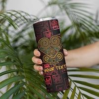Personalized Africa Adinkra Symbol Skinny Tumbler Sankofa Heart - Cosmic Red - Wonder Print Shop
