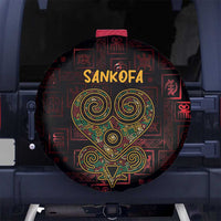 Africa Adinkra Symbol Spare Tire Cover Sankofa Heart - Cosmic Red - Wonder Print Shop