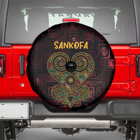 Africa Adinkra Symbol Spare Tire Cover Sankofa Heart - Cosmic Red - Wonder Print Shop