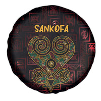 Africa Adinkra Symbol Spare Tire Cover Sankofa Heart - Cosmic Red - Wonder Print Shop