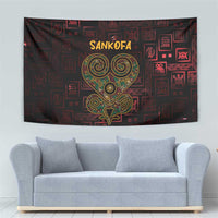 Africa Adinkra Symbol Tapestry Sankofa Heart - Cosmic Red - Wonder Print Shop