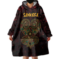 Africa Adinkra Symbol Wearable Blanket Hoodie Sankofa Heart - Cosmic Red - Wonder Print Shop