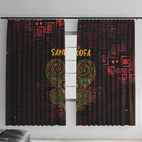Africa Adinkra Symbol Window Curtain Sankofa Heart - Cosmic Red - Wonder Print Shop