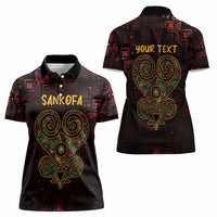 Africa Adinkra Symbol Women Polo Shirt Sankofa Heart - Cosmic Red - Wonder Print Shop