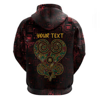 Africa Adinkra Symbol Zip Hoodie Sankofa Heart - Cosmic Red - Wonder Print Shop