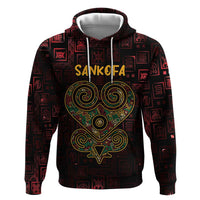 Africa Adinkra Symbol Zip Hoodie Sankofa Heart - Cosmic Red - Wonder Print Shop