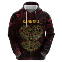 Africa Adinkra Symbol Zip Hoodie Sankofa Heart - Cosmic Red - Wonder Print Shop