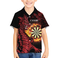 Wales Darts Personalised Family Matching Long Sleeve Bodycon Dress and Hawaiian Shirt Red Dragon Cymru Am Byth