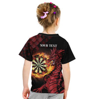 Wales Darts Personalised Kid T Shirt Red Dragon Cymru Am Byth